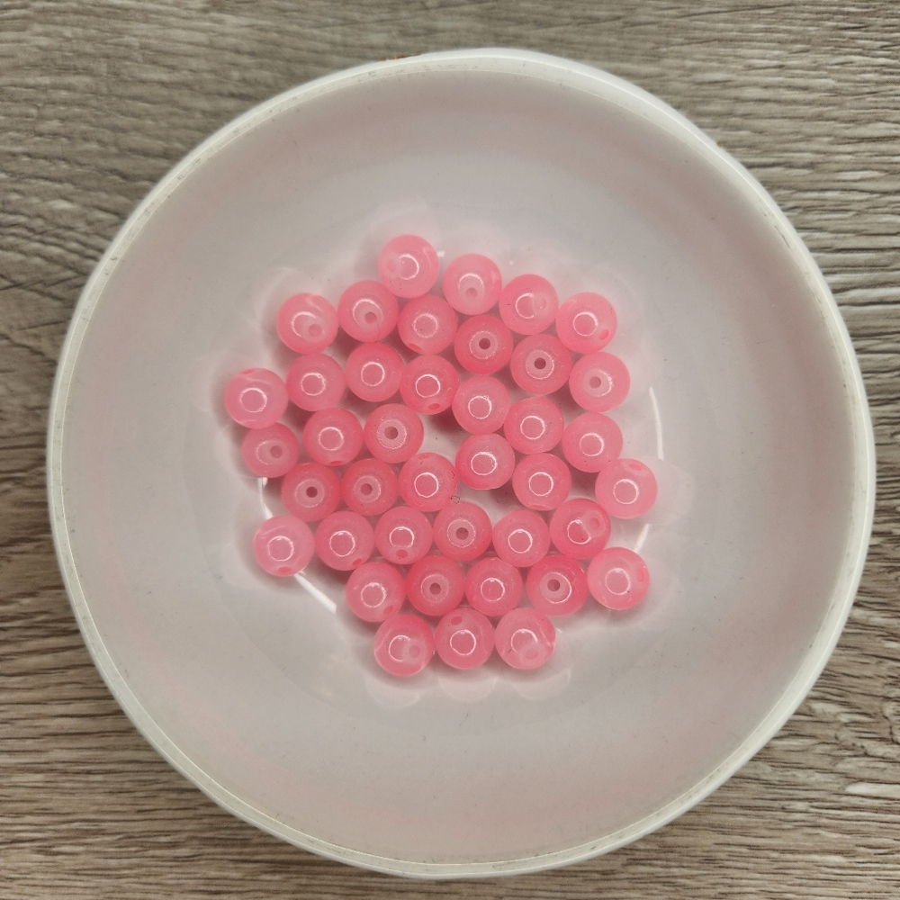 Pink Glass Beads 8mm Round 40 Bead Count #83